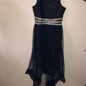 Glittery-blue homecoming/prom dress